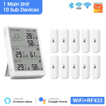 Tuya WiFi Ilmajaam Digitaalne Termomeeter Ruumi H&uuml;gromeeter RF433 Sise- ja V&auml;listingimuste Niiskuse- ja Temperatuuriandurid Laua-Seinakell With 10 Sensors