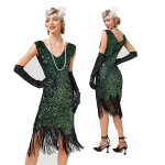 Naiste Flapper Kleit 1920ndad Gatsby Litritega Tuttidega Kleit Halloweeni Peoks Roaring Party Kokteili&otilde;htu Kleit M black