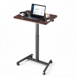 VEVOR Reguleeritava k&otilde;rgusega mobiilne seisulaud 4 rattaga, 650 x 480 mm V&auml;ike arvuti istumise-seismise rullikuga t&ouml;&ouml;jaam konksuga 65 x 48 x 1.8 cm