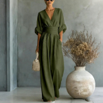 Naiste Laiade Jalgadega Elegantne V&ouml;&ouml;kohta Kitsendav V-kaelusega Jumpsuit XXXL gray