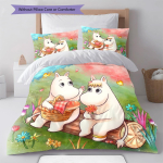 Muumitide Voodipesu Tekikott Komplekt Tekikott Padjap&uuml;&uuml;r Kodu Kaunistus S&uuml;nnip&auml;evakingitus (1 * tekikott + 2 * padjap&uuml;&uuml;ri, ilma s&uuml;damikuta) 135x200cm beige