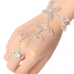 Crystal Rhinestone Leaf K&auml;erakmed K&auml;ev&otilde;ru Orjakett Link jala s&otilde;rme r&otilde;ngas