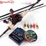 Madala profiiliga 18+1BB Baitcast p&uuml;&uuml;girulli ja PE-&otilde;ngen&ouml;&ouml;riga heiteridv, metallist spinners&ouml;&ouml;t 2.1m Rod&Reel  Left Hand