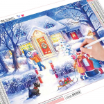 Huacani j&otilde;ulude maaliline teemantmaal, &uuml;mmargune lumi maja Uus DIY kleepuv puuriristtikandid 5D lihtne kodukaunistus Full Round 20*30 cm