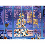 Teemantmaal Talvine maastik j&otilde;ulupilt Rhinestone'i tikandiga j&otilde;ulupuu tapeet 20X30CM