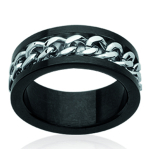 Bague Homme 'Lien d'Amour' acier ruth&eacute;nium - 8 mm 54 must