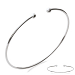 Les Tr&eacute;sors De Lily [M7315] - Bracelet argent ouvert 'Billes' argent&eacute; (rhodi&eacute;) - 58 mm- 1 mm h&otilde;be