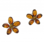 Les Tr&eacute;sors De Lily [P3322] - Boucles Argent 'Inspiration' ambre cognac (rhodi&eacute;) flora pruun