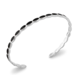 Les Tr&eacute;sors De Lily [Q8489] - Bracelet Argent 'Boho' noir argent&eacute; (rhodi&eacute;) - 58 mm 4 mm must