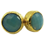 Les Tr&eacute;sors De Lily [Q9822] - Boucles artisanales 'Cl&eacute;opatra' turquoise dor&eacute; - 14 mm t&uuml;rkiissinine