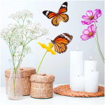 Les Tr&eacute;sors De Lily [Q6534] - kleebiste leht 'Butterflies & Flowers' lilla oranž - 20x70 cm must