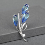 Lillest lehtedest prossid Kuldne Roosa Sinine Rhinestone Pulmakimpude Aksessuaarid Peen vasest pross sinine