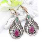 Klassikaline t&uuml;rgi naiste sinine vaigulillega pikk konksuga rippuvad k&otilde;rvar&otilde;ngad antiikkulla v&auml;rvi araabia etnilise tilga klaask&otilde;rvar&otilde;ngas