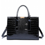 Yogodlns Luxury k&auml;ekotid Alligator Design PU lakknahast Crossbody kott naistele Tote Retro Ladies &otilde;lakott 34x13x24cm must