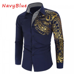 Kuldtr&uuml;kiga s&auml;rk Printitud Totemi pikkade varrukatega Aafrika peos&auml;rk 3XL tumesinine v&auml;rv