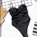 Seksikas k&otilde;rge l&otilde;ikega Leopard Push Up rinnahoidja tass &uuml;hes t&uuml;kis naiste ujumistrikoo Naiste ujumisriided Bandeau ujumisriided ujumisriided S must