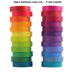 24tk Rainbow Color Washi teibi komplekt 9mm Kleeplindid Kleebised Dekoratsioon DIY Marker Silt