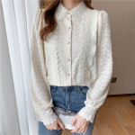 Vintage Puff pikkade varrukatega pitspluus Naiste vabaaja &otilde;&otilde;nsad elegantsed naiste topid S&uuml;gisesed soliidsed &scaron;ikid s&auml;rgid Naiste Blusas Mujer 23050 S orion i v&auml;rv