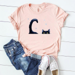 Lovely Cat Pet Tee Top Moodne T-s&auml;rk Riietus 90ndate Sweet Style Trend vabaaja l&uuml;hikeste varrukatega naiste prinditud naiste graafiline T-s&auml;rk S