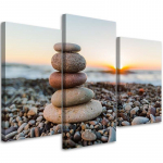 Kolmeosalise pildiga l&otilde;uendiprint Stone Sea Beach Zen 60x40 mitmev&auml;rviline