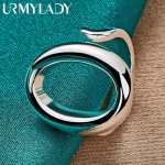 925 Sterling H&otilde;bedane ovaalne reguleeritav Ring Charm Ehted MR052 Resizable