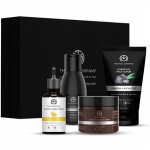 Face on Point Facial Kit with Vitamin C Serum, Charcoal Face Wash & Face Scrub, daily Moisturizing Cream | Soft & Supple Skin | Gift Set for Him