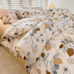 Lillemustriga harjatud kodu voodipesukomplekt Lihtne V&auml;rske Mugav Tekikott koos linakattega Padjap&uuml;&uuml;rid Voodipesu 1.5m Duvet Cover