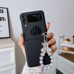 H&auml;rmas nahas&otilde;bralik &uuml;mbris Samsung Galaxy Z Flip 4 Case p&otilde;rutuskindel k&otilde;va tagakaas koos k&auml;ev&otilde;ruga Samsung Z Flip 3 2 5G jaoks Samsung Z Flip 3 must