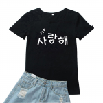 Naljakad Korea graafika T-s&auml;rgid Naiste Mood Esteetilise tr&uuml;kiga T-s&auml;rgid Naiste mustad L&uuml;hikeste varrukatega Riided Naiste T-s&auml;rgid Suvi S must