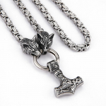 Isiklik meeste roostevabast terasest Viking Wolf Head Thunder Hammer Ripats Kaelakee Keisri kett 80
