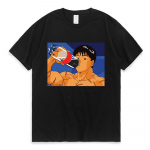 Anime Baki Hanma Graphics T-s&auml;rk The Grappler Yujiro l&uuml;hikeste varrukatega s&auml;rk Meeste naiste vabaaja 100% puuvillane T-s&auml;rk T&auml;navar&otilde;ivad S must
