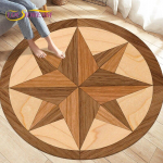 Compassi &uuml;mmargune vaip, Briti merev&auml;e retrovaip New World Discovery, elutoa-magamistoa vaibad, libisemiskindlad m&auml;ngumatid lastele Diameter 120cm