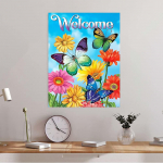 5D-teemantmaal Lillede vahel lendav liblikas Ristpistes Teemanttikandid Mosaiik Kunst Pilt kivikividest Kaunistus Kingitus Full Round 20x30cm