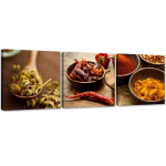Kolmest pildist koosnev komplekt l&otilde;uendiprindiga Herbs Spices 90x30 pruun