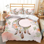 3D valge taustaga Dream Catcher mustriga voodipesukomplekt, valge tekikattega padjap&uuml;&uuml;r, 2 v&otilde;i 3 osa, pehme ja mugav kodukaunistus Baby 100x135cm