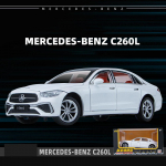 1/24 skaalaga Benz C260L survevalatud automudeli m&auml;nguasi, tagasit&otilde;mmatav m&auml;nguasi koos heli ja valgusega lastele v&auml;ikelastele poistele t&uuml;drukutele m&otilde;eldud kingituste kollektsioon 1/24-23x7.8x6.7cm valge
