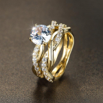 2 tk/komplekt naiste peen h&otilde;bedane roos kollane kuldne kuldne keerd &uuml;mmargune l&otilde;igatud valge tsirkoon s&otilde;rmuse komplekt pruudi kihlas&otilde;rmus pulmab&auml;nd aastap&auml;eva kingitus 5 kuldne