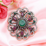 Vintage t&auml;iskristallidest lilledega pross naistele etnilised ehted bankett-kingitus &otilde;&otilde;nessulamist &uuml;li&otilde;hukesed vintage ehted sinine