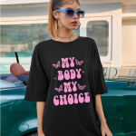 My Body My Choice Butterfly Graafiline prindiga &uuml;lisuur T-s&auml;rk Trendikas suvine naljakas lahtised t-s&auml;rgid Naiste p&otilde;hjuslik esteetiline top S must