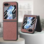 Luksuslik PU-nahast telefoni&uuml;mbris Samsung Galaxy Z Flip 5 4 5G Flip5 Flip4 5G k&otilde;va kestaga p&otilde;rutuskindel kaitsekate Galaxy Z Flip 5 pruun