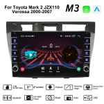 2 Din Androidi autoraadio multimeediumivideopleier Toyota Mark 2 JZX110 Verossa 2000-2007 jaoks koos nupunupuga Carplay WiFi 2+32GB 1+16GB