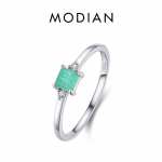 Modian New925 Sterling Silver Fashion Smaragdl&otilde;ikega turmaliinist s&otilde;rmes&otilde;rmused naistele Elegantsed lihtsad h&otilde;bedased peened ehted 5 h&otilde;be