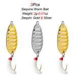 3 tk. Sequins Worm Bait K&auml;rbsep&uuml;&uuml;gi tarvikud Bioonika s&ouml;&ouml;t koos p&ouml;&ouml;rlevate litritega Kalas&ouml;&ouml;t Kunstlik s&ouml;&ouml;t 3Pcs-2g
