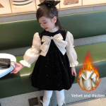 T&uuml;drukud Printsess Must sametkleit Kevad-s&uuml;gis riided Litrid Lasteriided Beebidele Lastele Kubu Mood T&uuml;ll Varrukad Kleidid 2T must