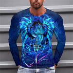 Vintage T-s&auml;rk meestele tr&uuml;kitud T-s&auml;rk 3D Crucifix T-s&auml;rk Pikkade varrukatega Crew Neck Lion Tops Suurem&otilde;&otilde;dulised meeste riided S