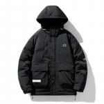 Talvine meeste uus kapuutsiga polsterdatud jakk Fashion Trend Flanell Baggy taskud Veekindel polsterdatud jope M must