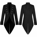Meeste vampiir, gooti pikk &uuml;likond jakk, mantel Showman, smoking, frakk Halloweeni kleit Steampunk viktoriaanlik retro v&auml;lir&otilde;ivad XXL must