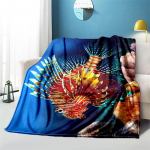 Marine Fish Pehme pl&uuml;&uuml;s diivanvoodi, heidetav multikas piknikule &otilde;hukesed tekid Moodne flanell tekikate Gedruckt Bettdecke Geschenk 75cm x 90cm