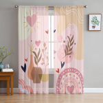 Lihtsad taimed ja lilled B&ouml;&ouml;mimaa &scaron;ifoonist l&auml;bipaistvad kardinad elutoa, magamistoa kaunistamiseks, akna t&uuml;llkardinad, eesriided 135W x 114H(cm)
