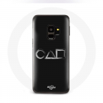&Uuml;mbris Samsung S9 pluss Squid Game logo s&uuml;mbolid ruudukujuline ring kolmnurk must taust